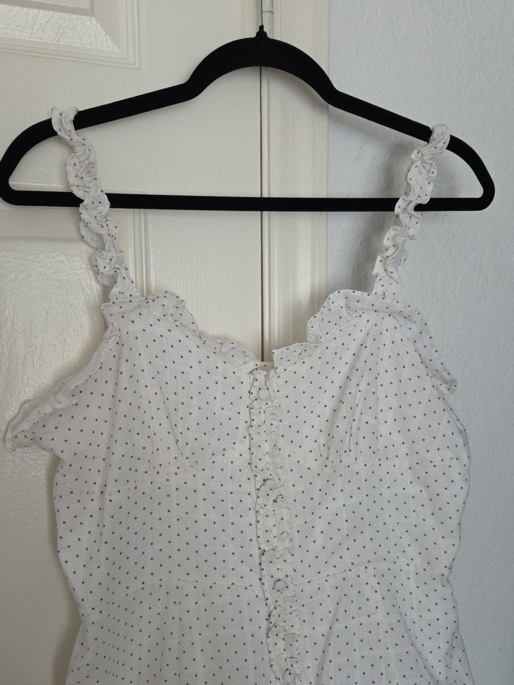Line And Dot Lille White Polka Dot Ruffle Strap Sundress Medium - Picture 7 of 12